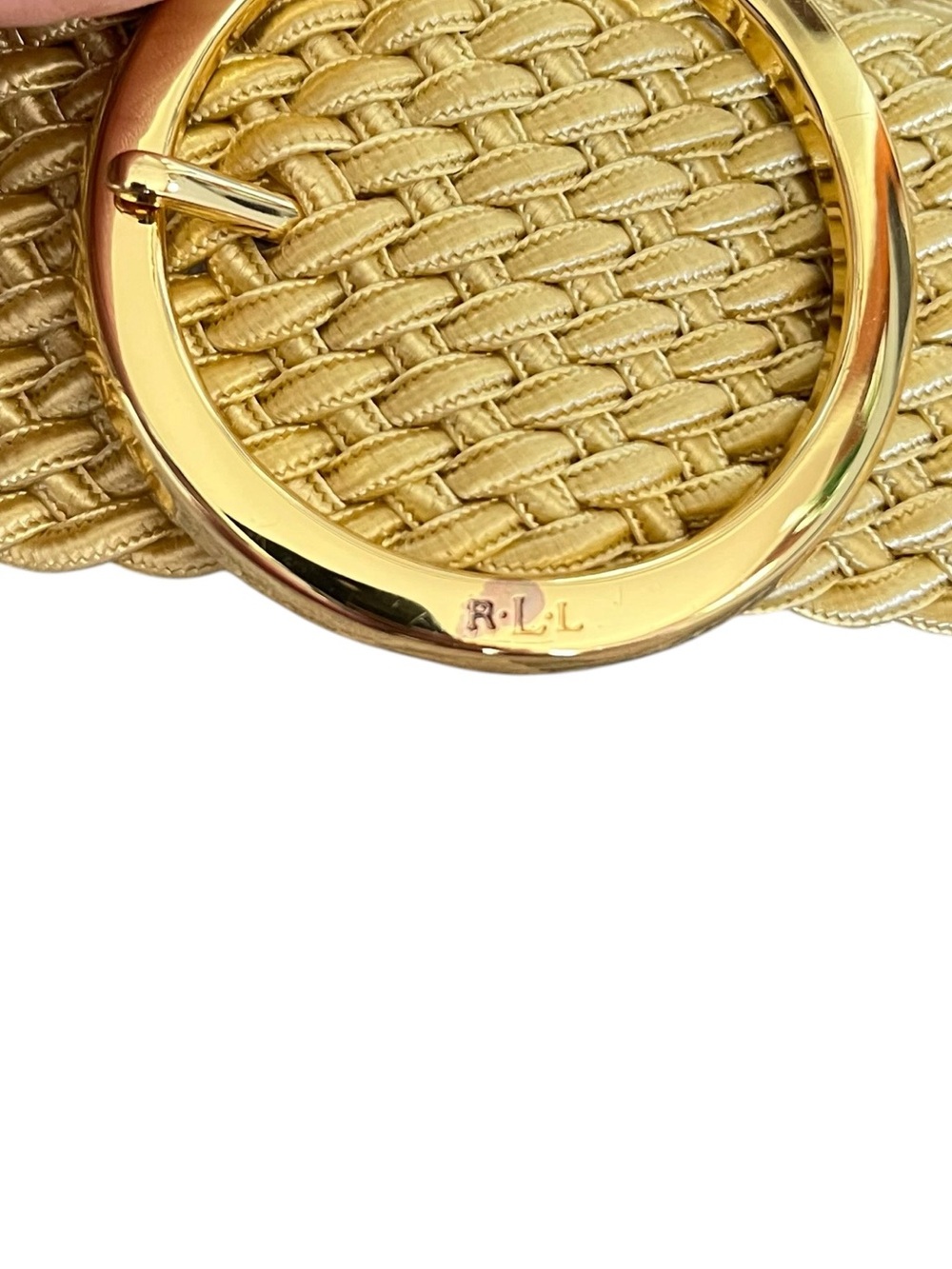 Lauren Ralph Lauren Tan Woven Gold Buckle Belt - Picture 4 of 4